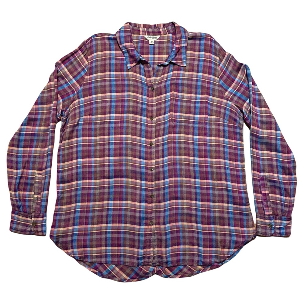 Lucky Brand Bungalow Plaid Button Down Flannel Shirt size XL
